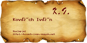 Kovách Iván névjegykártya